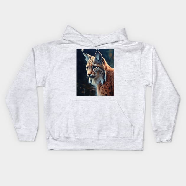 Oil Paint Hyperrealism: Amazing Zoo Lynx Kids Hoodie by ABART BY ALEXST 